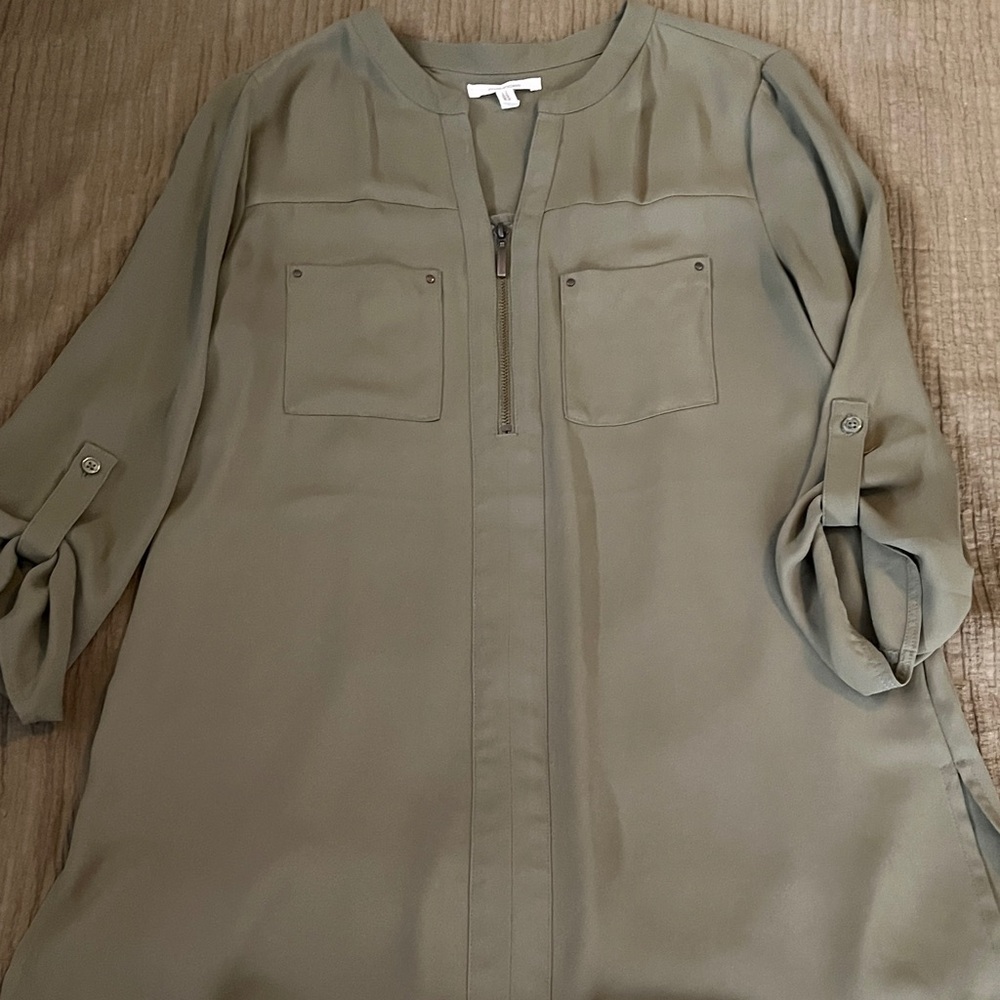 Olive Green Maurice’s Blouse with Roll-Up Sleeves